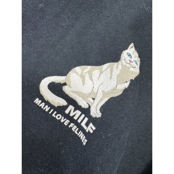 Cat T Shirt "Man I Love Felines"Tee Mens Large L Long Sleeve Black 100% Cotton - Picture 6 of 10